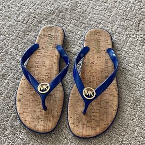 Michael Kors MK blue gold flip-flop nine